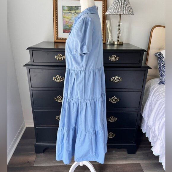18 Centimeters Blue Button-Up Midi Dress size L - Picture 2 of 5